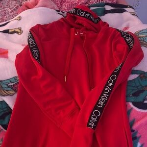 Calvin Klein Red Hoodie with Logo Accents